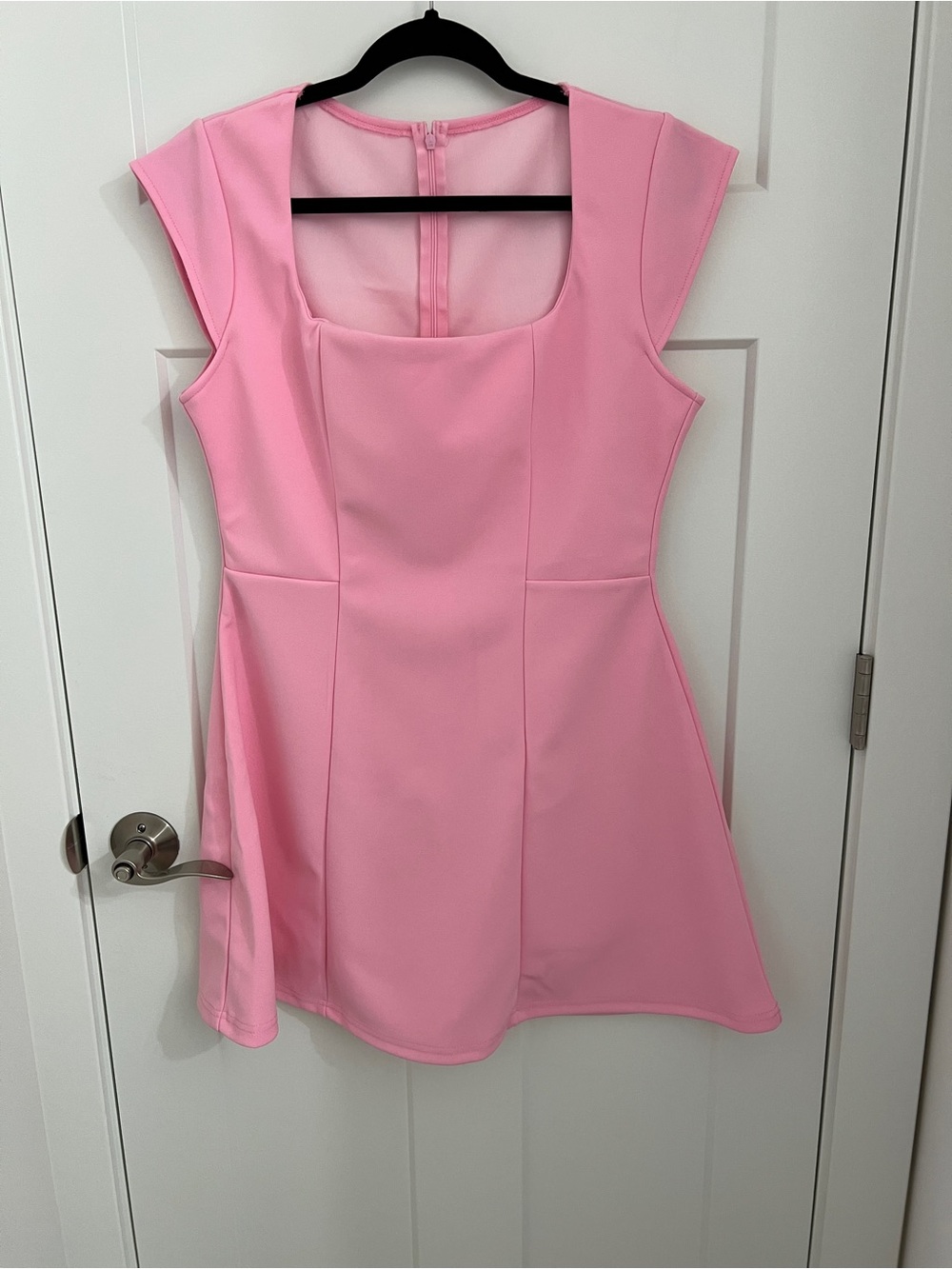 ON SALE!!! Women's Pink Square Neck Cap Sleeve Mini Dress